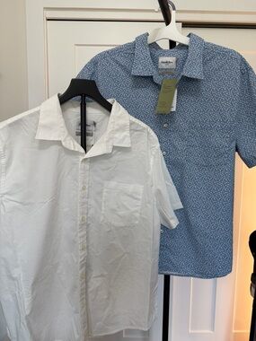 Goodfellow & Co Men's Blue Floral & White Short-Sleeve Button-Down Shirts
